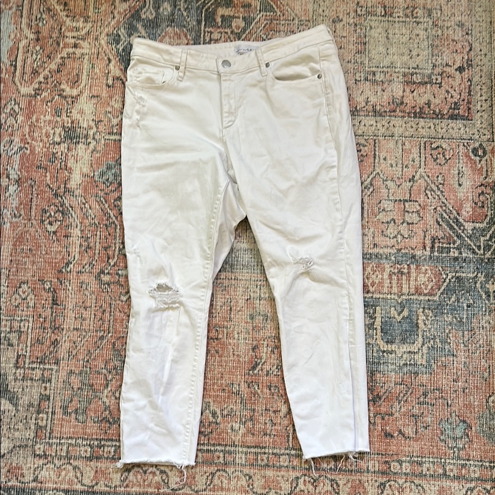 LOFT White Distressed Denim Pants